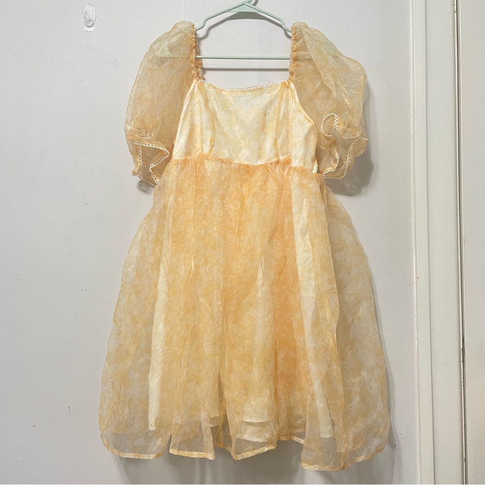 Shein Yellow Puff Sleeve babydoll princess Dress